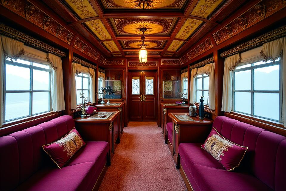 復元された御料車の豪華な内装